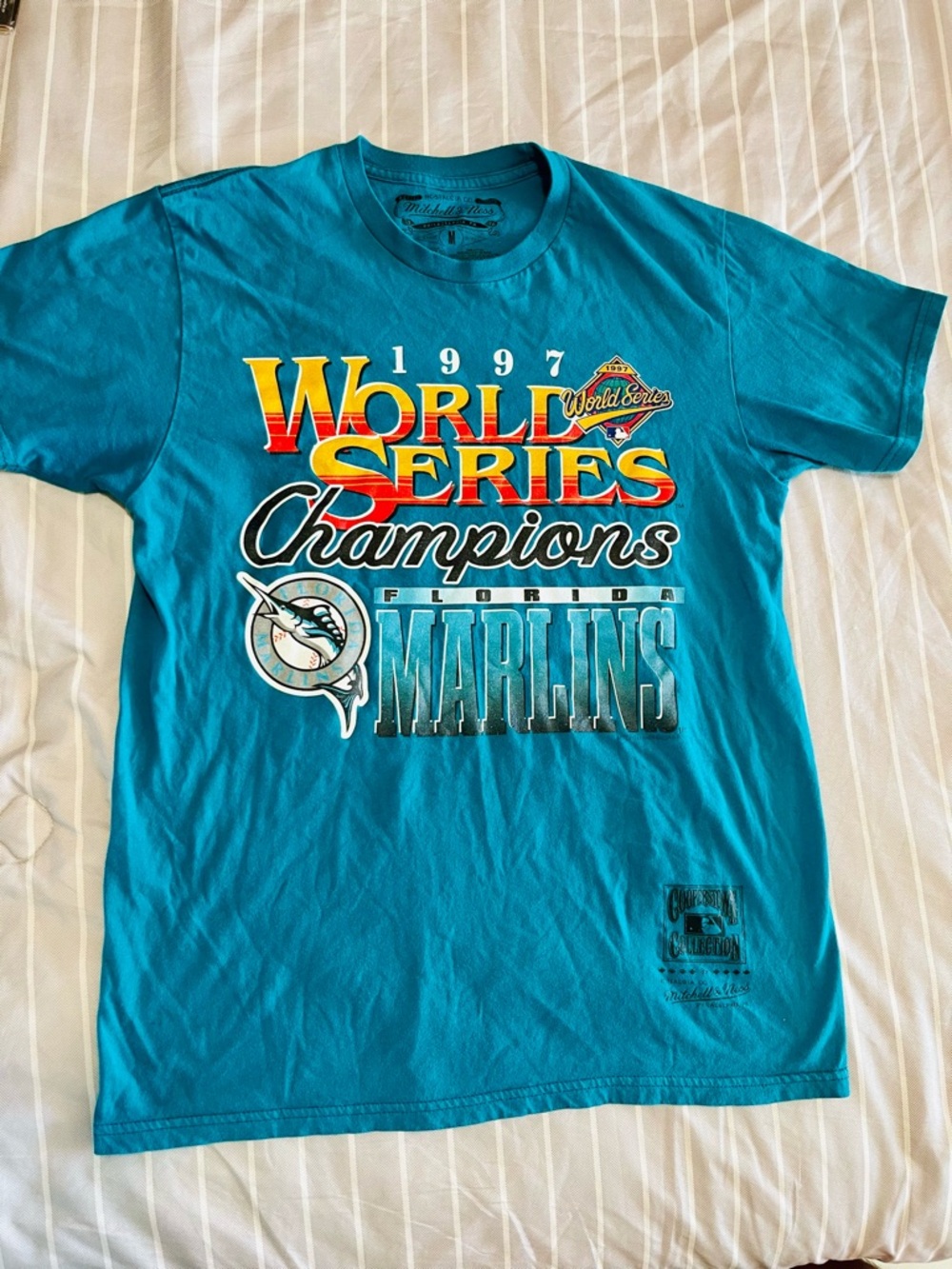 Mitchell & Ness Teal 1997 World Series Champions Florida Marlins Tee
